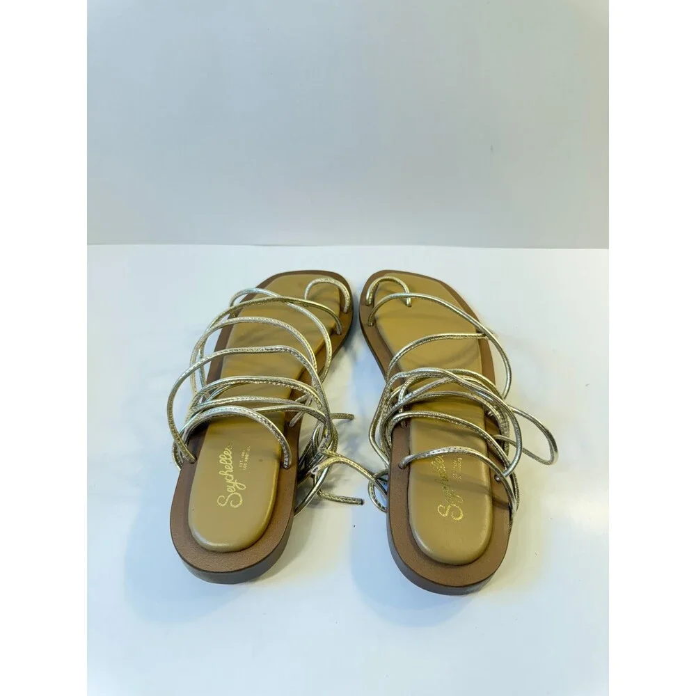 Seychelles Womens Sandals Lilac Flat Light Gold Metallic Leather US 10